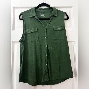 Talbots Forest Green Sleeveless Button-Down Shirt